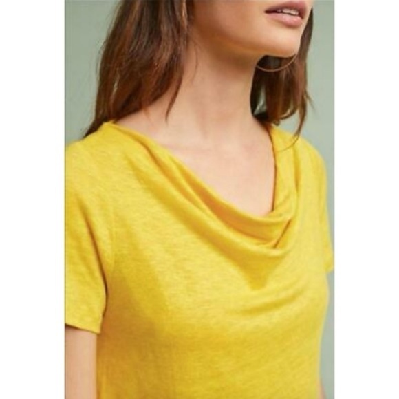 Anthropologie Maeve Horizon
Linen open back cap sleeved top
Gold Mustard Yellow - Picture 7 of 9